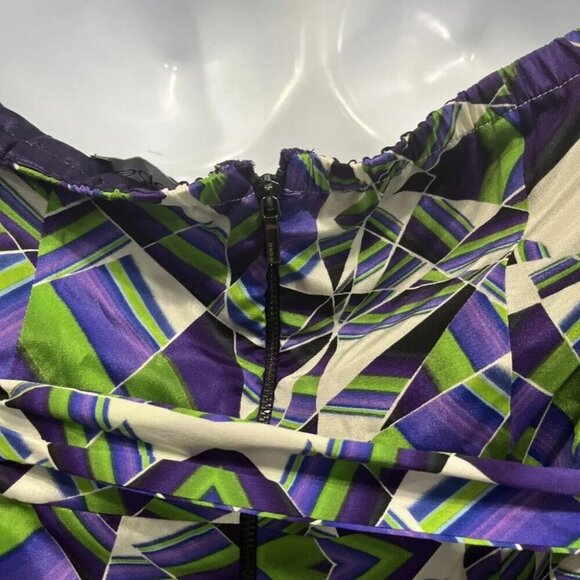 Bebe Silk Halter Top Sz M Y2K Multicolor Bandana Tie Waist Pleated Corset Glam - Picture 4 of 9